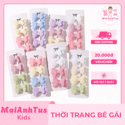 Set 4 chiếc nơ tóc cho bé gái - Phụ kiện tóc cho bé gái - Thời trang bé gái MaiAnhTus Kids