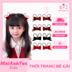 Set 2 chiếc kẹp nhung cho bé gái - Kẹp nhung nơ dễ thương cho bé gái - Thời trang bé gái MaiAnhTus Kids