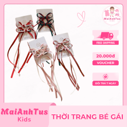 Kẹp nơ đuôi dài cho bé gái - Kẹp nơ lụa cho bé gái - Thời trang bé gái MaiAnhTus Kids