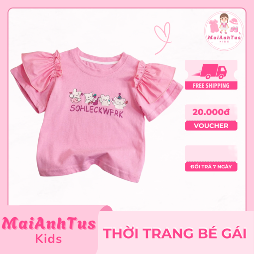 Áo thun cộc tay cho bé gái - Áo thun tay bồng cho bé gái - Thời trang bé gái MaiAnhTus Kids - Hình ảnh 6