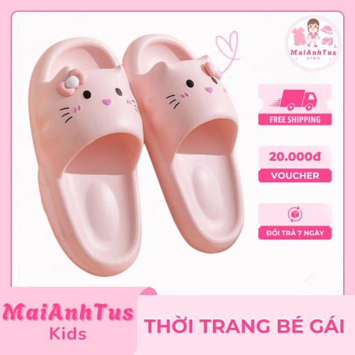 Dép mặt mèo dễ thương cho bé gái - Dép đế mềm chống trơn trượt cho bé gái - Thời trang bé gái MaiAnhTus Kids - Hình ảnh 7