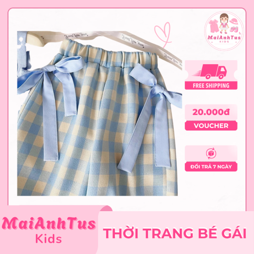 Set bộ áo thun cùng quần dài cho bé gái - Áo thun 3 lỗ cùng quần nơ kẻ sọc cho bé gái - Thời trang bé gái MaiAnhTus Kids - Hình ảnh 7