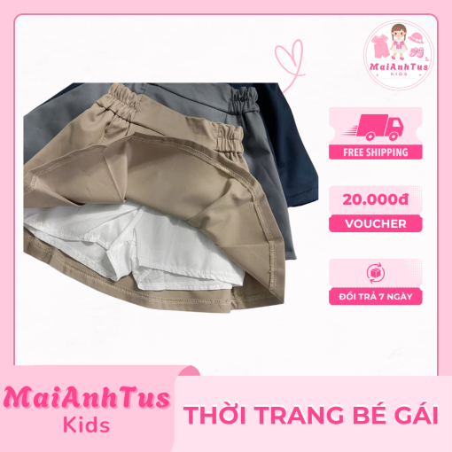 Chân váy xếp ly cho bé gái - Chân váy chất kaki cotton mềm mát cho bé gái - Thời trang bé gái MaiAnhTus Kids - Hình ảnh 7