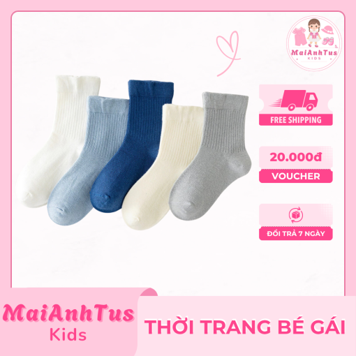 Set 5 đổi tất cho bé gái - Tất cotton thoáng khí cho bé gái - Thời trang bé gái MaiAnhTus Kids - Hình ảnh 6