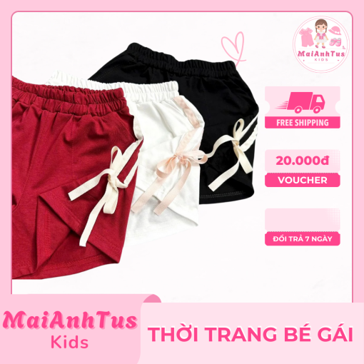 Quần đùi bé gái 2 sọc buộc nơ - Quần đùi siêu xinh cho bé gái - Thời trang MaiAnhTus Kids - Hình ảnh 6