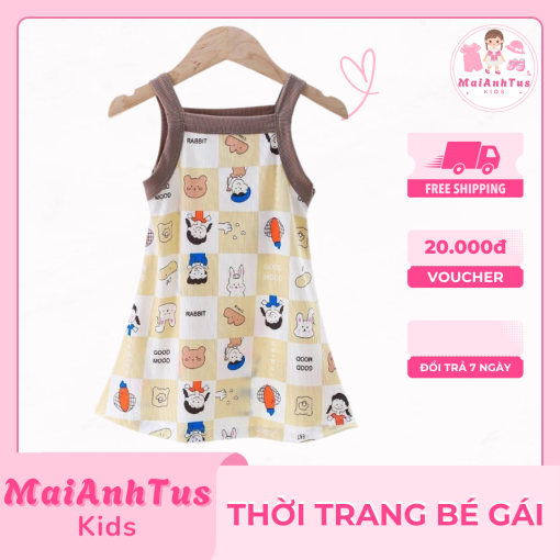 Váy bé gái 2 dây - Váy 2 dây chất tăm lạnh cho bé gái  - Thời trang bé gái MaiAnhTus Kids - Hình ảnh 7
