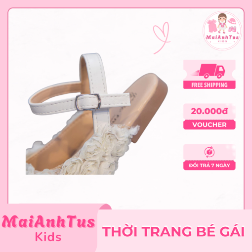 Giày búp bê bé gái - Giày hoa hồng hở gót cao cấp cho bé gái - Thời trang bé gái MaiAnhTus Kids - Hình ảnh 7