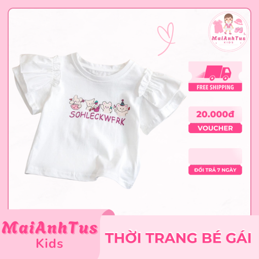 Áo thun cộc tay cho bé gái - Áo thun tay bồng cho bé gái - Thời trang bé gái MaiAnhTus Kids - Hình ảnh 7