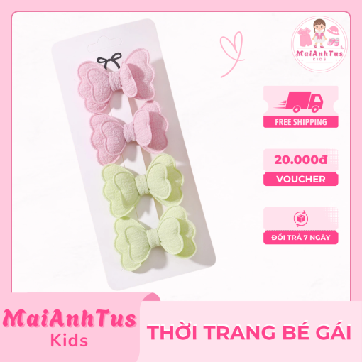 Set 4 chiếc nơ tóc cho bé gái - Phụ kiện tóc cho bé gái - Thời trang bé gái MaiAnhTus Kids - Hình ảnh 7