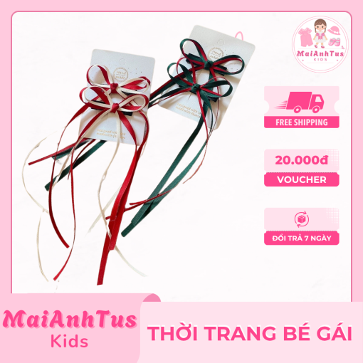 Kẹp nơ đuôi dài cho bé gái - Kẹp nơ lụa cho bé gái - Thời trang bé gái MaiAnhTus Kids - Hình ảnh 8