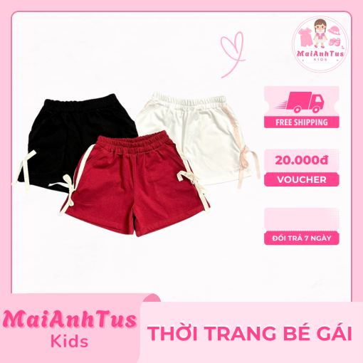 Quần đùi bé gái 2 sọc buộc nơ - Quần đùi siêu xinh cho bé gái - Thời trang MaiAnhTus Kids - Hình ảnh 7