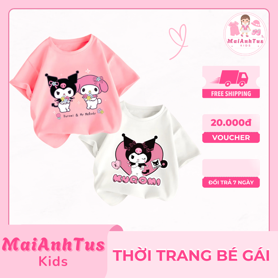 Áo thun cộc tay bé gái - Áo thun cộc tay hình Kuromi cho bé gái - Thời trang bé gái MaiAnhTus Kids