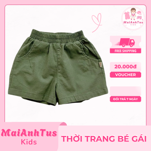 Quần đùi có túi cho bé gái - Quần đùi chất liệu kaki mềm cho bé gái - Thời trang bé gái MaiAnhTus Kids - Hình ảnh 2