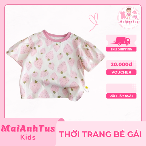 Áo thun cộc tay cho bé gái - Áo thun tay bồng cho bé gái - Thời trang bé gái MaiAnhTus Kids - Hình ảnh 8