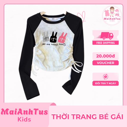 Áo thun dài tay dây rút cho bé gái - Áo thun mùa thu cho bé gái - Thời trang bé gái MaiAnhTus Kids - Hình ảnh 10