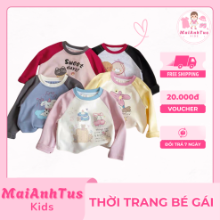 Áo cotton nguyên chất cho bé gái - Áo in hoạt hình anime cho bé gái - Thời trang bé gái MaiAnhTus Kids
