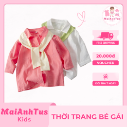 Áo sơ mi dài tay cho bé gái - Áo sơ mi phong cách Hàn Quốc cho bé gái - Thời trang bé gái MaiAnhTus Kids