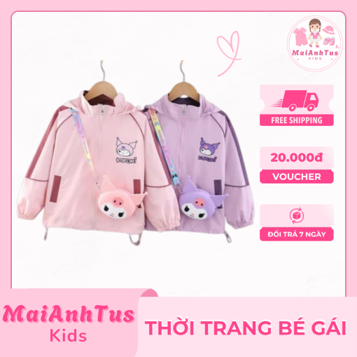 Áo khoác gió 2 lớp cho bé gái - Áo khoác gió in hình kuromi chống nước cho bé gái - Thời trang bé gái MaiAnhTus Kids - Hình ảnh 6