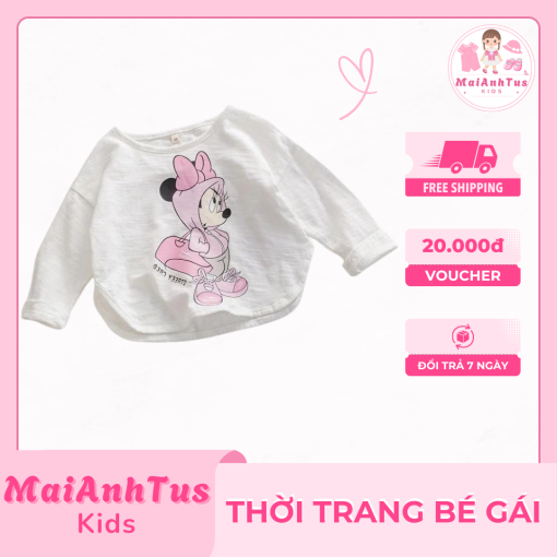 Áo thun cotton dài tay cho bé gái - Áo thun dài tay in hoạt hình cho bé gái - MaiAnhTus Kids - Hình ảnh 2