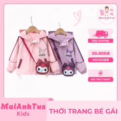 Áo khoác gió 2 lớp cho bé gái - Áo khoác gió in hình kuromi chống nước cho bé gái - Thời trang bé gái MaiAnhTus Kids