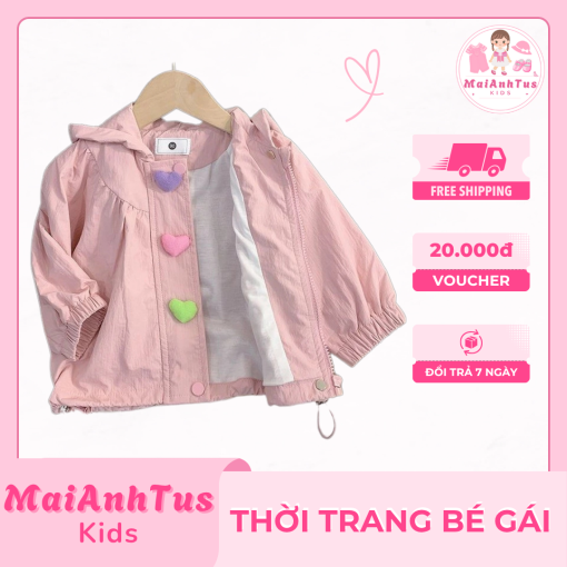 Áo khoác xuân thu phong cách mới cho bé gái - Áo khoác có mũ cho bé gái - Thời trang bé gái MaiAnhTus Kids - Hình ảnh 2