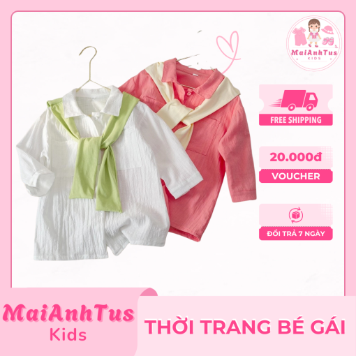 Áo sơ mi dài tay cho bé gái - Áo sơ mi phong cách Hàn Quốc cho bé gái - Thời trang bé gái MaiAnhTus Kids - Hình ảnh 2