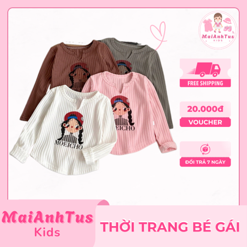 Áo dài tay mùa thu cho bé gái - Áo dài tay phong cách Hàn Quốc cho bé gái - Thời trang bé gái MaiAnhTus Kids