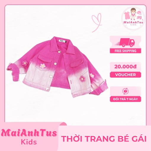 Áo khoác jean cho bé gái - Áo khoác jean màu loang cho bé gái - Thời trang bé gái MaiAnhTus Kids - Hình ảnh 2