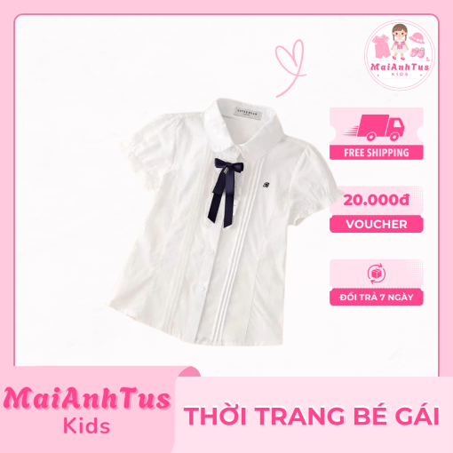 Áo sơ mi ngắn tay cho bé gái - Áo sơ mi phong cách mới cho bé gái - Thời trang bé gái MaiAnhTus Kids - Hình ảnh 2