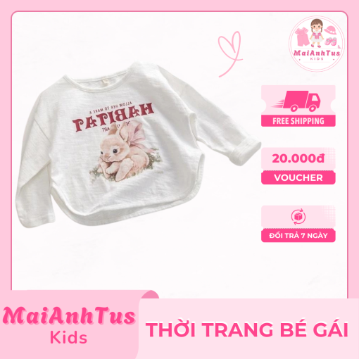 Áo thun cotton dài tay cho bé gái - Áo thun dài tay in hoạt hình cho bé gái - MaiAnhTus Kids - Hình ảnh 3