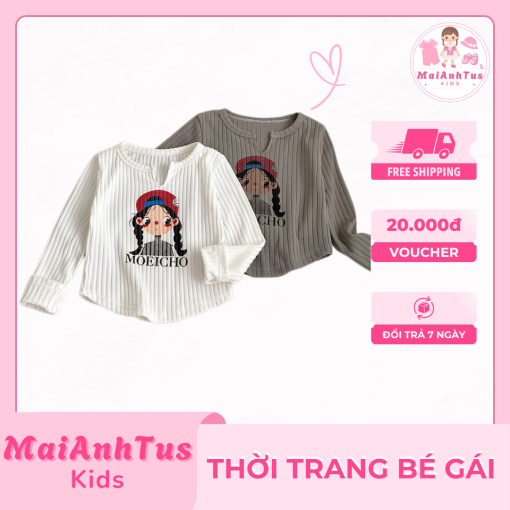 Áo dài tay mùa thu cho bé gái - Áo dài tay phong cách Hàn Quốc cho bé gái - Thời trang bé gái MaiAnhTus Kids - Hình ảnh 2