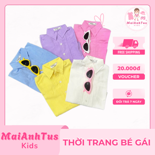 Áo sơ mi vải OXFORD cho bé gái - Áo sơ mi cho bé gái - Thời trang bé gái MaiAnhTus Kids - Hình ảnh 3