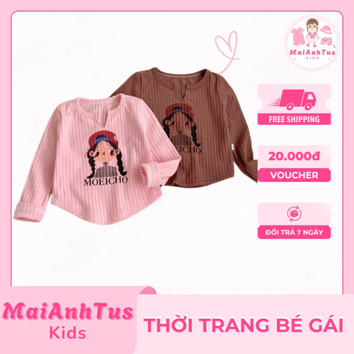 Áo dài tay mùa thu cho bé gái - Áo dài tay phong cách Hàn Quốc cho bé gái - Thời trang bé gái MaiAnhTus Kids - Hình ảnh 3
