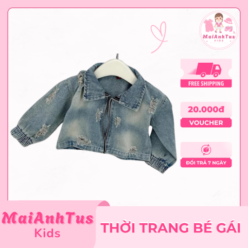 Áo khoác jean cho bé gái - Áo khoác jean màu loang cho bé gái - Thời trang bé gái MaiAnhTus Kids - Hình ảnh 4