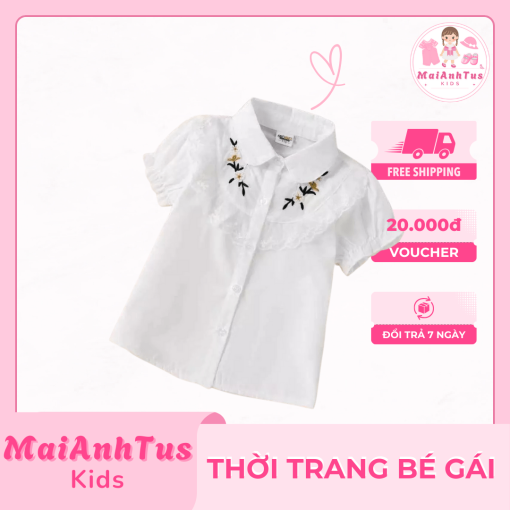 Áo sơ mi ngắn tay cho bé gái - Áo sơ mi phong cách mới cho bé gái - Thời trang bé gái MaiAnhTus Kids - Hình ảnh 4