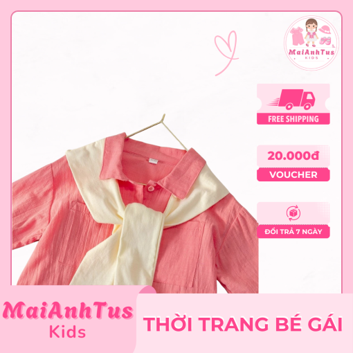 Áo sơ mi dài tay cho bé gái - Áo sơ mi phong cách Hàn Quốc cho bé gái - Thời trang bé gái MaiAnhTus Kids - Hình ảnh 5