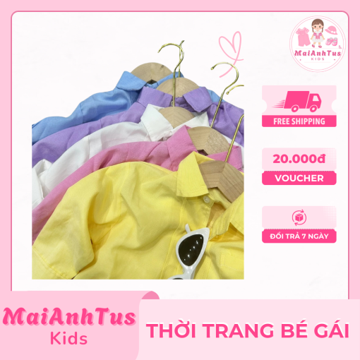 Áo sơ mi vải OXFORD cho bé gái - Áo sơ mi cho bé gái - Thời trang bé gái MaiAnhTus Kids - Hình ảnh 5