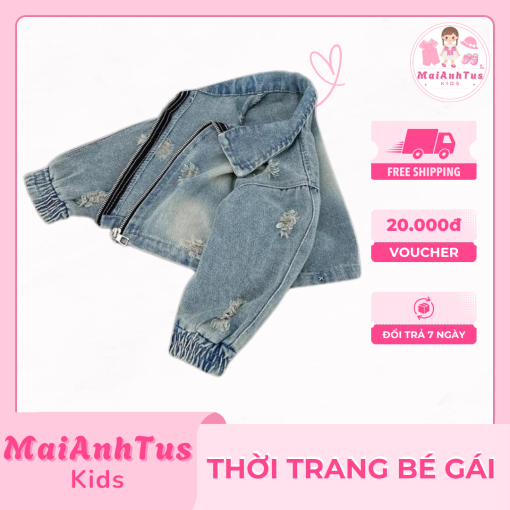 Áo khoác jean cho bé gái - Áo khoác jean màu loang cho bé gái - Thời trang bé gái MaiAnhTus Kids - Hình ảnh 5