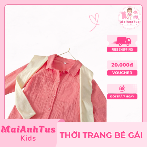 Áo sơ mi dài tay cho bé gái - Áo sơ mi phong cách Hàn Quốc cho bé gái - Thời trang bé gái MaiAnhTus Kids - Hình ảnh 6