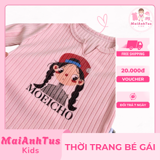 Áo dài tay mùa thu cho bé gái - Áo dài tay phong cách Hàn Quốc cho bé gái - Thời trang bé gái MaiAnhTus Kids - Hình ảnh 5