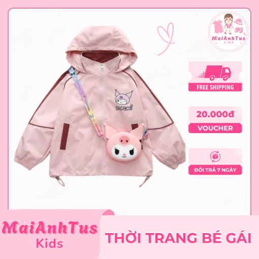 Áo khoác gió 2 lớp cho bé gái - Áo khoác gió in hình kuromi chống nước cho bé gái - Thời trang bé gái MaiAnhTus Kids - Hình ảnh 5