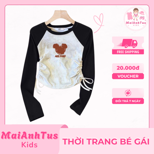 Áo thun dài tay dây rút cho bé gái - Áo thun mùa thu cho bé gái - Thời trang bé gái MaiAnhTus Kids - Hình ảnh 7