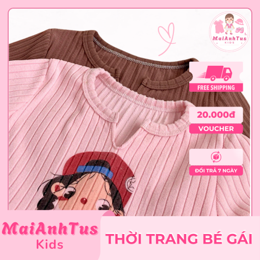 Áo dài tay mùa thu cho bé gái - Áo dài tay phong cách Hàn Quốc cho bé gái - Thời trang bé gái MaiAnhTus Kids - Hình ảnh 6