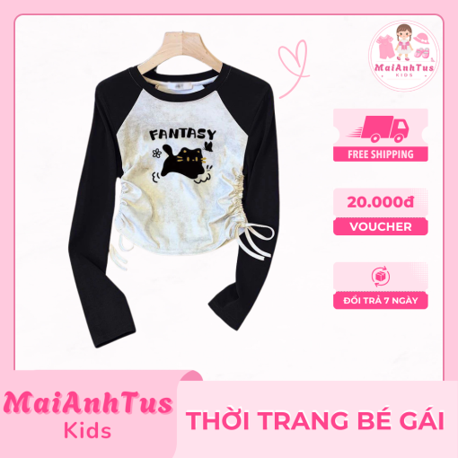 Áo thun dài tay dây rút cho bé gái - Áo thun mùa thu cho bé gái - Thời trang bé gái MaiAnhTus Kids - Hình ảnh 9
