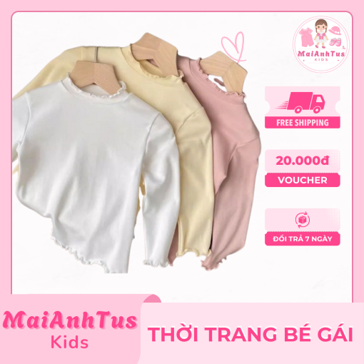 Áo tăm lạnh cho bé gái - Áo dài tay mềm mịn cho bé gái - Thời trang bé gái MaiAnhTus Kids